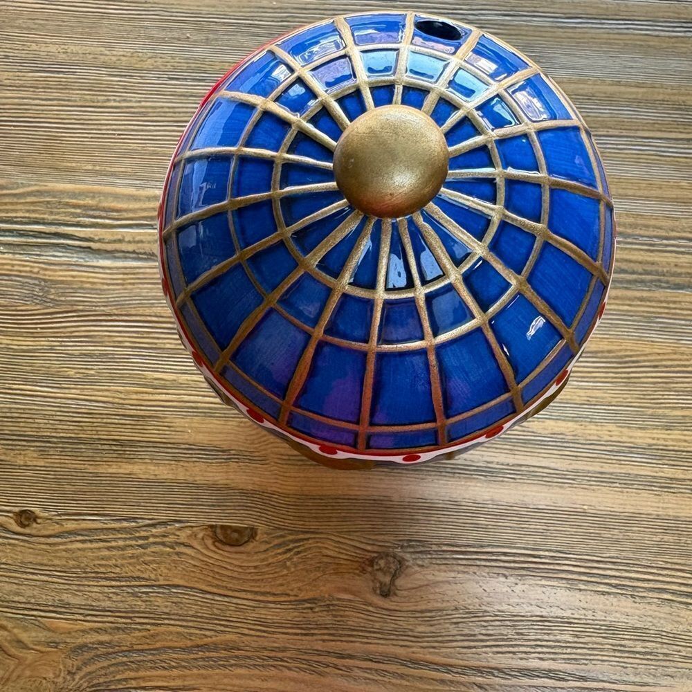 Vintage Souvenir Paris Las Vegas Blue and Red Paris Globe Drinking Lidded Cup - Picture 2 of 12